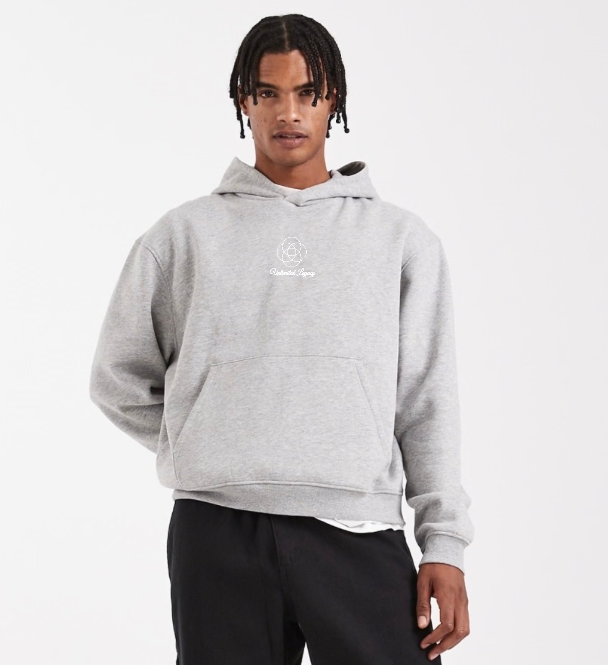 Kapuzenpullover in meliertem Grau mit Relaxed Fit